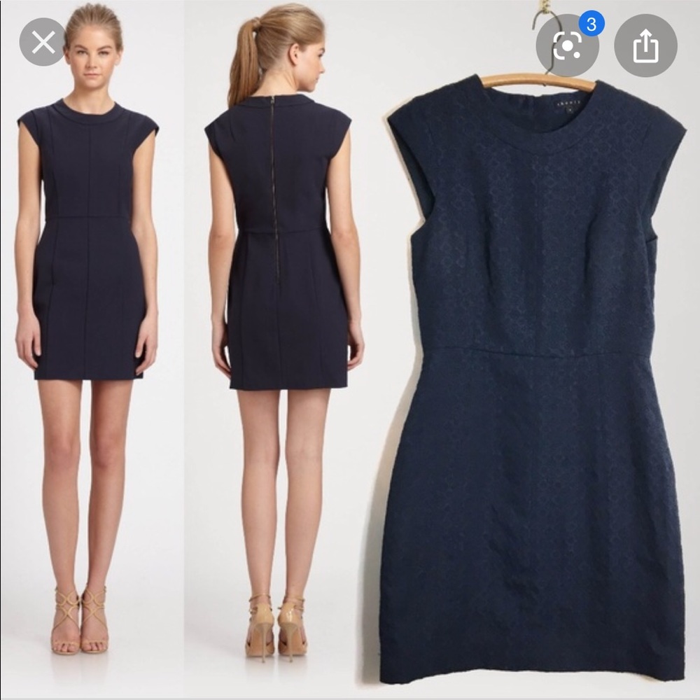 Theory Orinthia Jacquered cap sleeve dress